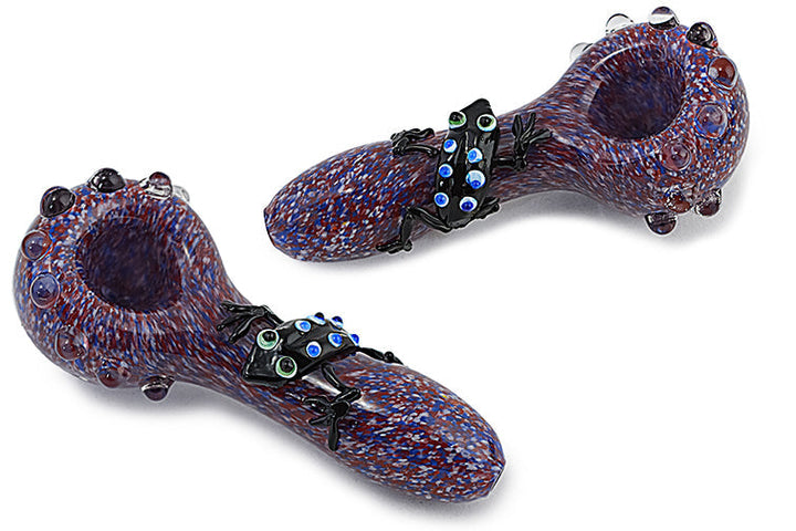 Vibrant Frog Accented Glass Pipe