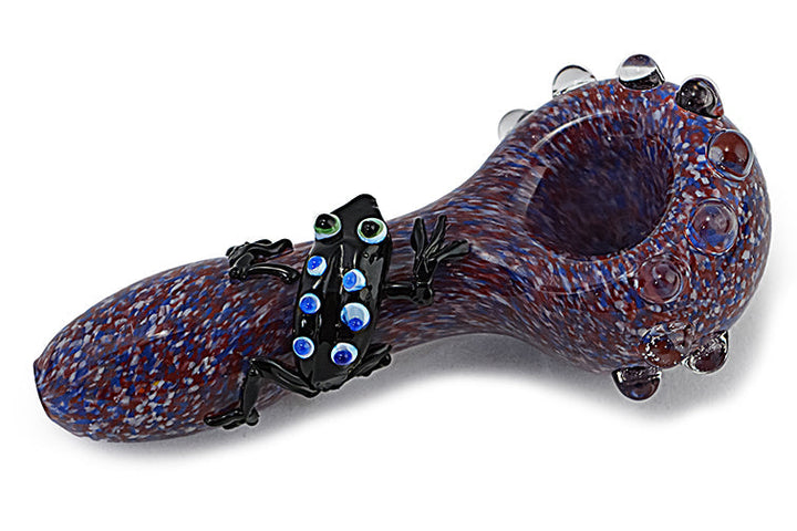 Vibrant Frog Accented Glass Pipe