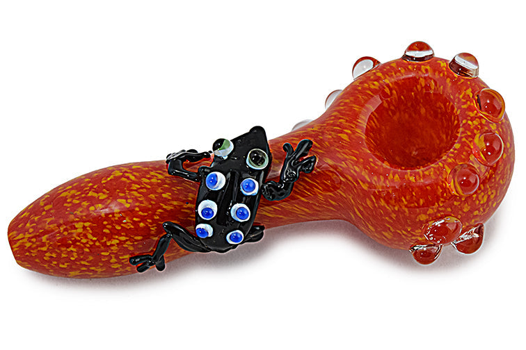 Vibrant Frog Accented Glass Pipe