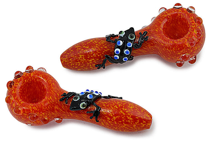 Vibrant Frog Accented Glass Pipe