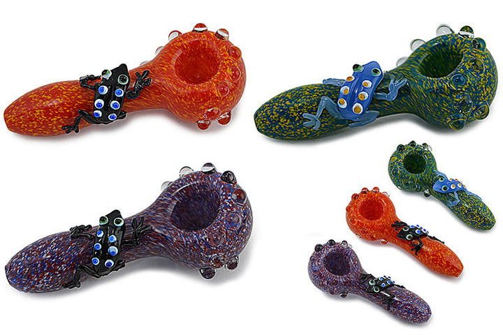 Vibrant Frog Accented Glass Pipe