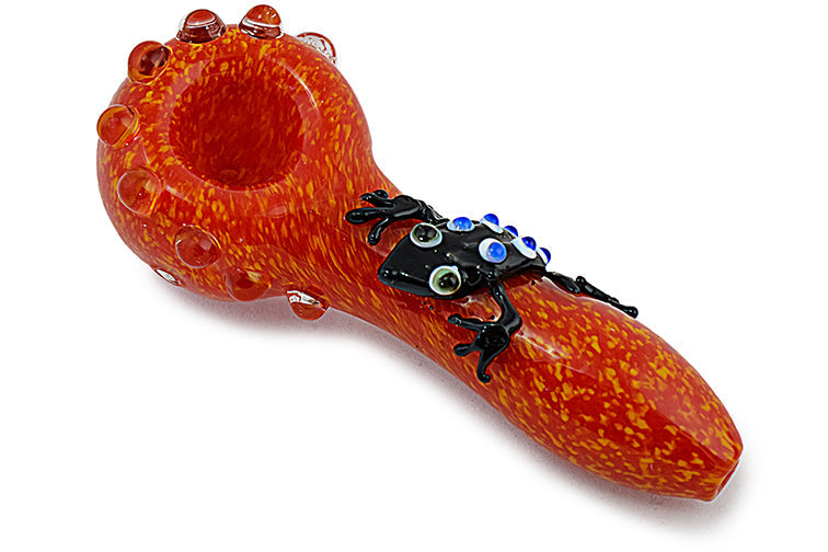 Vibrant Frog Accented Glass Pipe