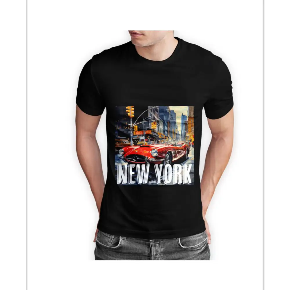 York Half Sleeve Black T-shirt with Modern Stylish Design