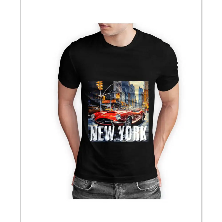York Half Sleeve Black T-shirt with Modern Stylish Design
