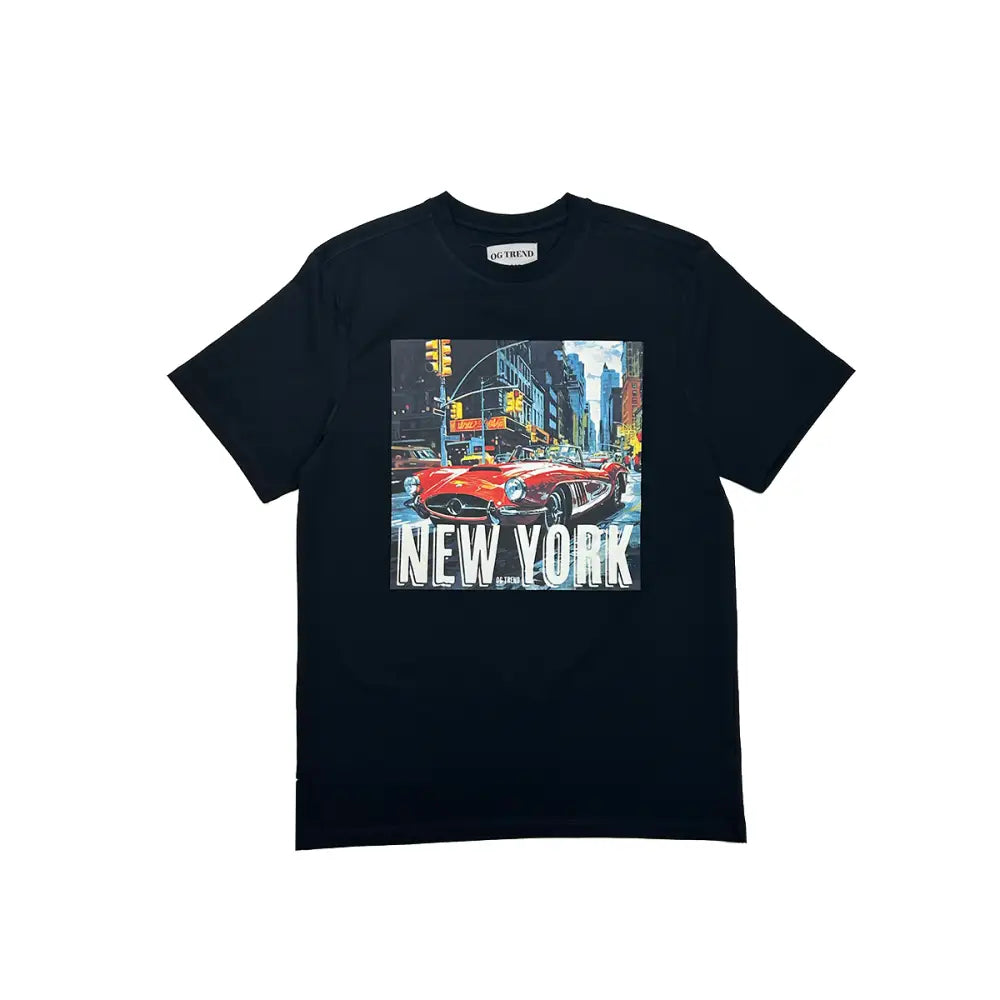 York Half Sleeve Black T-shirt with Modern Stylish Design