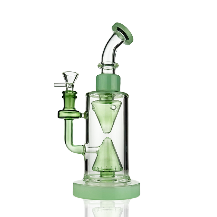 Pyramid Base 10" Water Pipe Rig - Shower Perc, 14mm Bowl