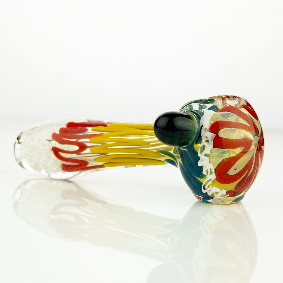 Vibrant Rasta Swirl Glass Hand Pipe 4-Inch