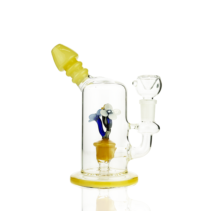 7" Slime Glass Flower Perc Water Pipe with 14mm Bowl