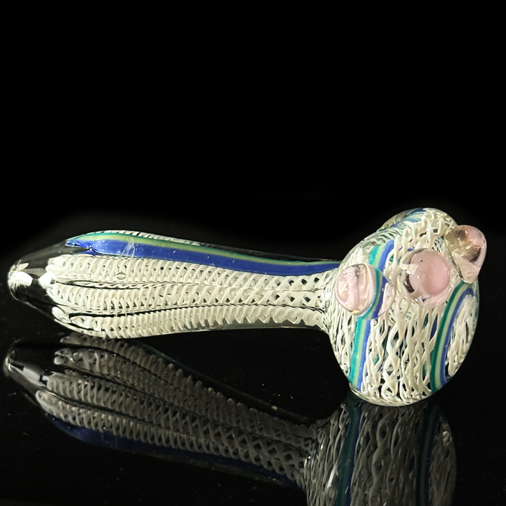4.5 Inch Glass Hand Pipe with White Art