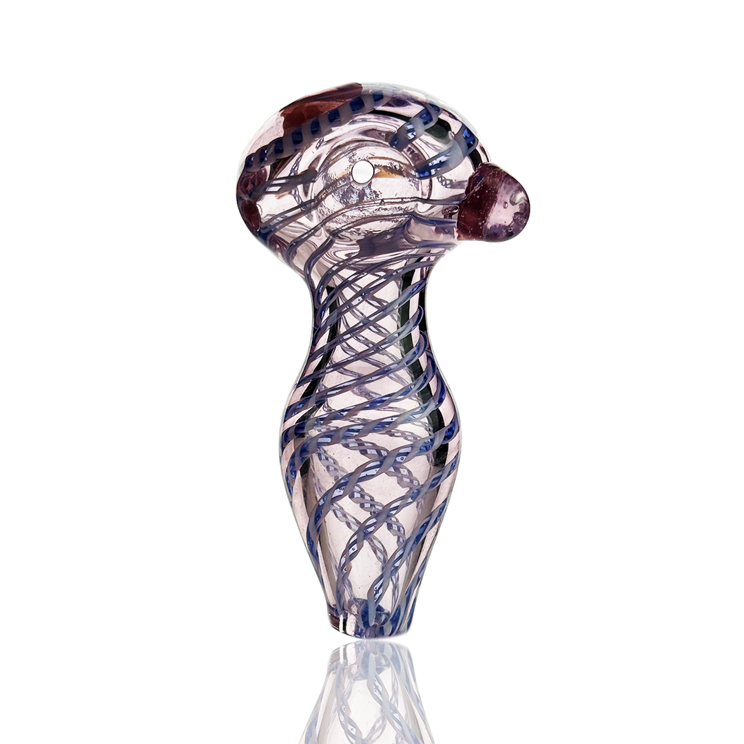 Pink Glass Hand Pipe with Belly & Twist Art
