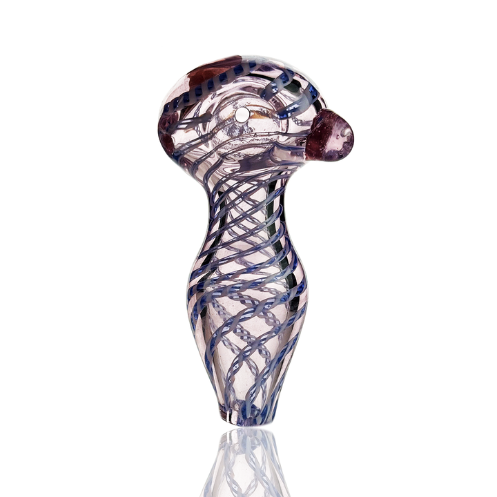 Pink Glass Hand Pipe with Belly & Twist Art