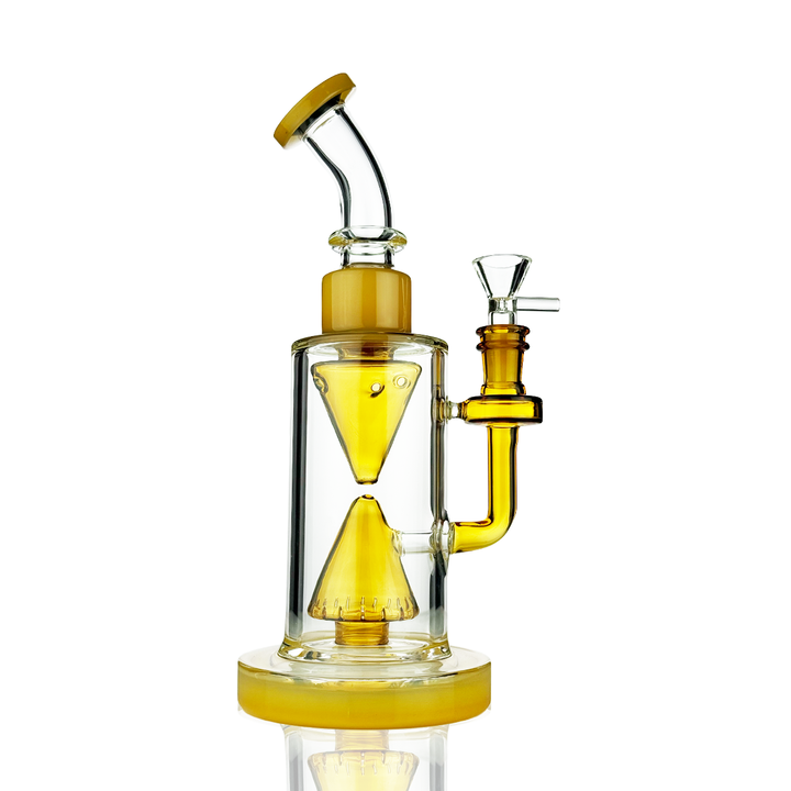 Pyramid Base 10" Water Pipe Rig - Shower Perc, 14mm Bowl