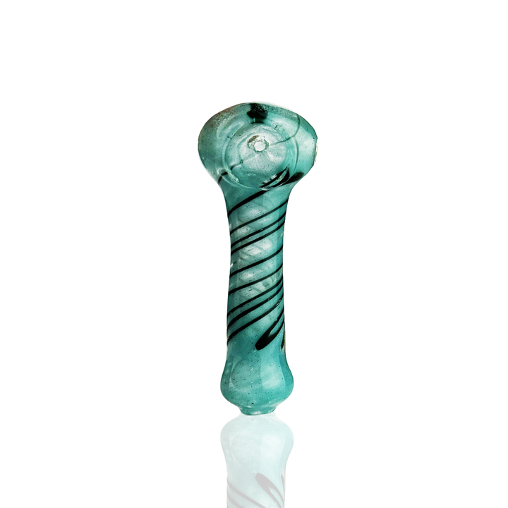 3 Inch Frit Glass Spoon Pipe with Spiral Design