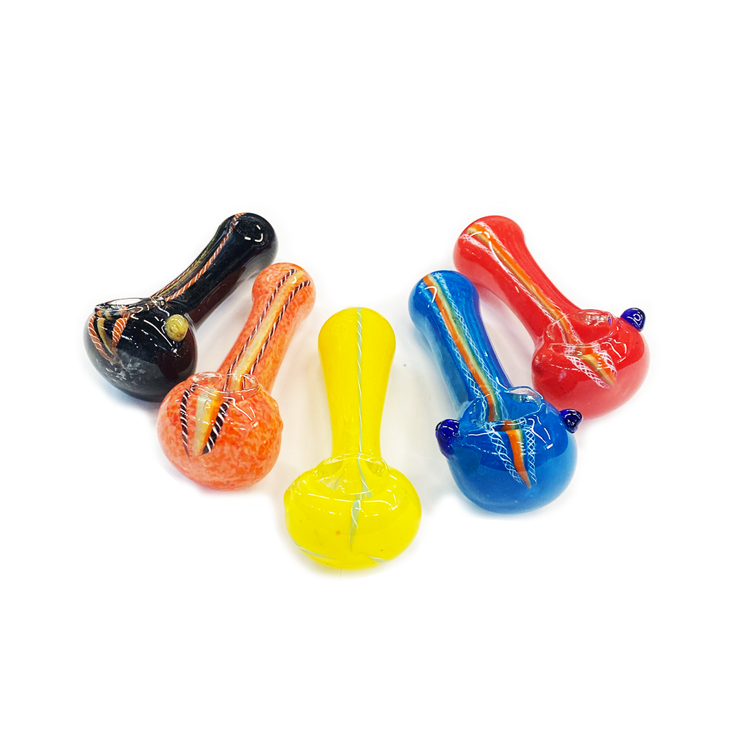 Compact 4.5in Rasta Frit Glass Hand Pipe