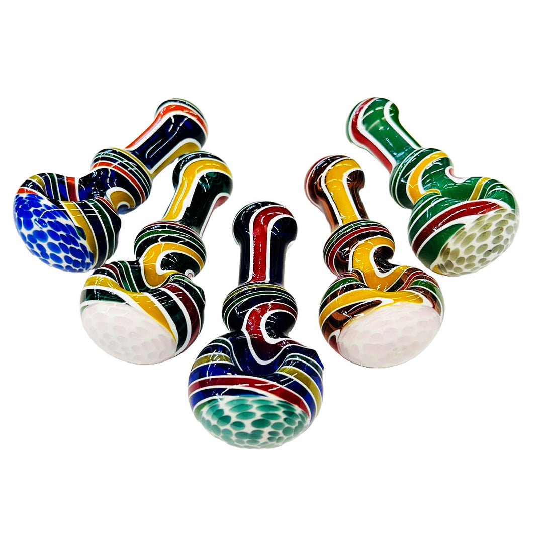 4.5" Wig Wag Honeycomb Glass Spoon Pipe