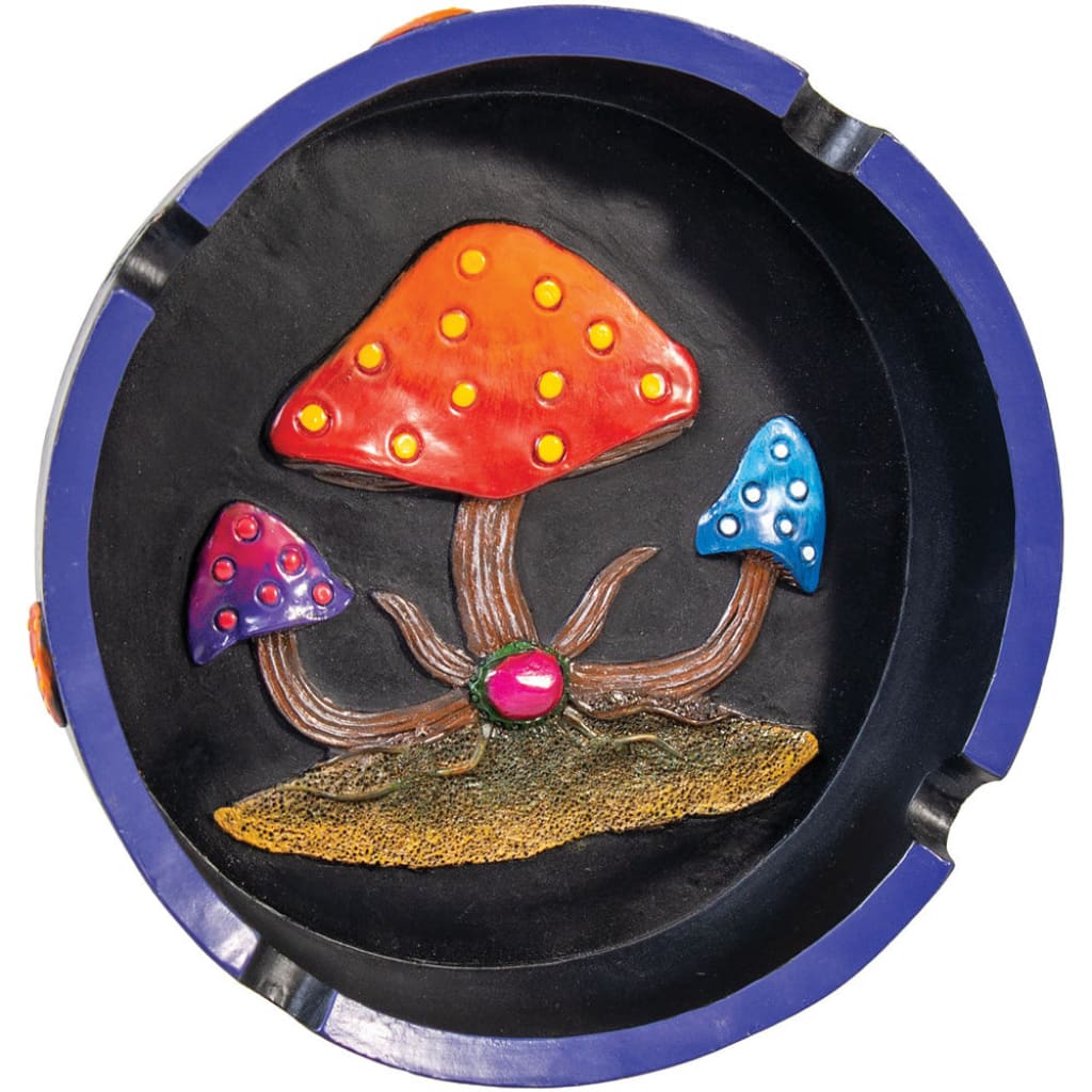 Polyresin Round Mushroom Ashtray - 5.75’