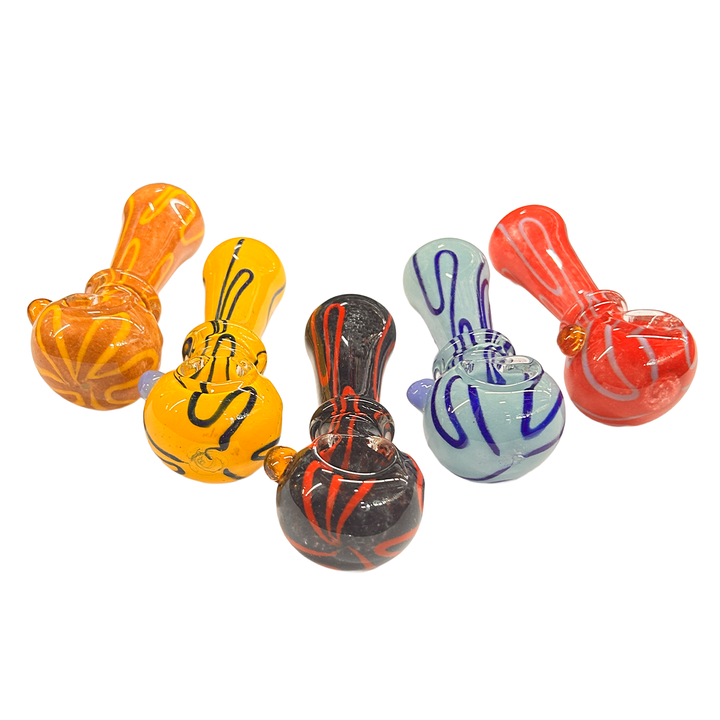 4.5" Frit Glass Spoon Pipe with Ring Accent