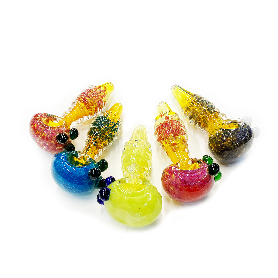 Compact Fume Glass Hand Pipe with Frit Ring Design