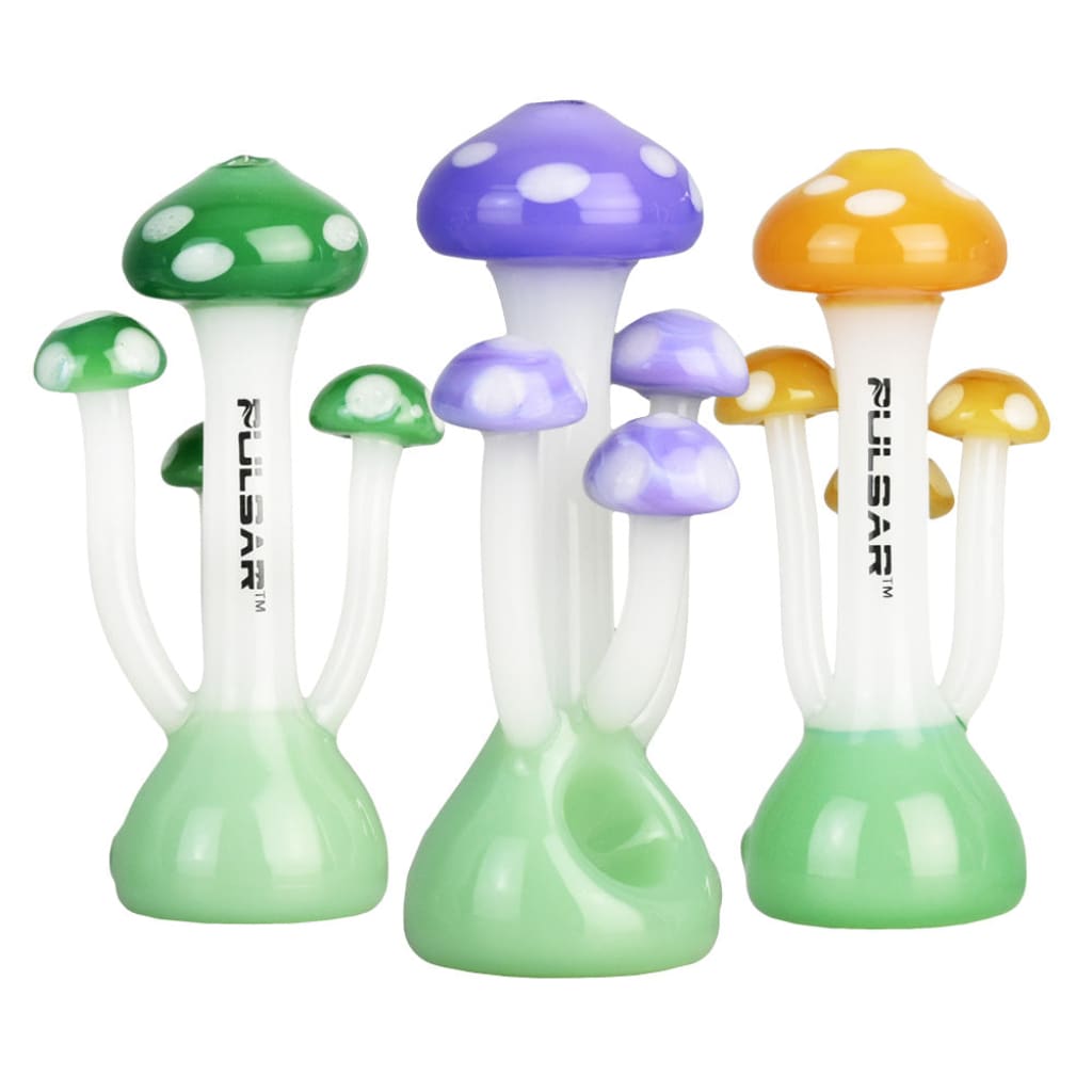 Pulsar Mushroom Family Hand Pipe - 3.5’/colors Vary