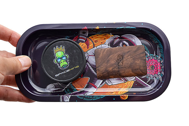 Space King Holographic Rolling Tray Kit with Grinder
