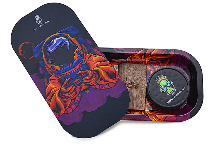 Space King Holographic Rolling Tray Kit with Grinder