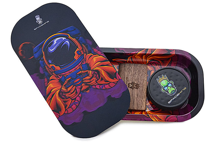Space King Holographic Rolling Tray Kit with Grinder
