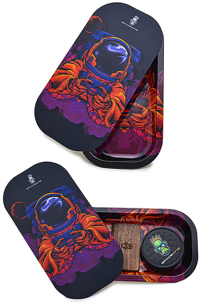 Space King Holographic Rolling Tray Kit with Grinder