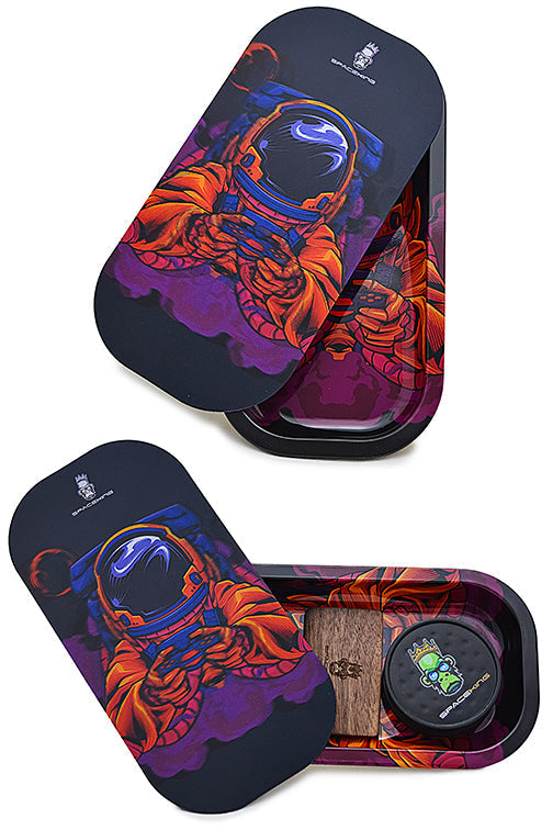 Space King Holographic Rolling Tray Kit with Grinder