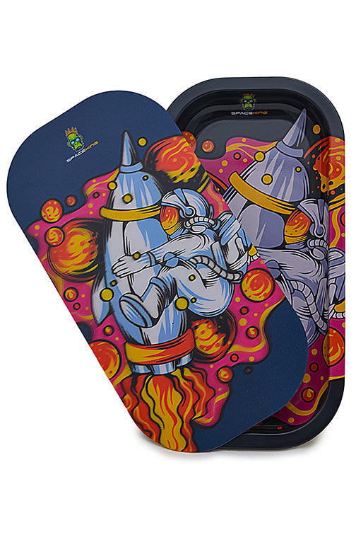 Space King Holographic Rolling Tray Kit with Grinder