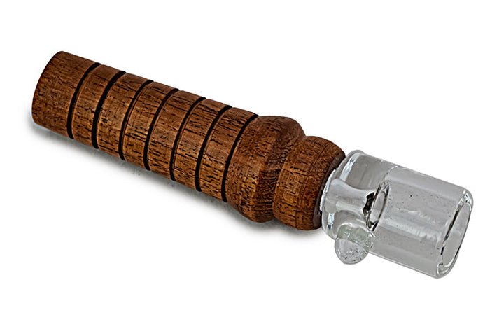 Compact Glass Chillum with Wooden Mouthpiece