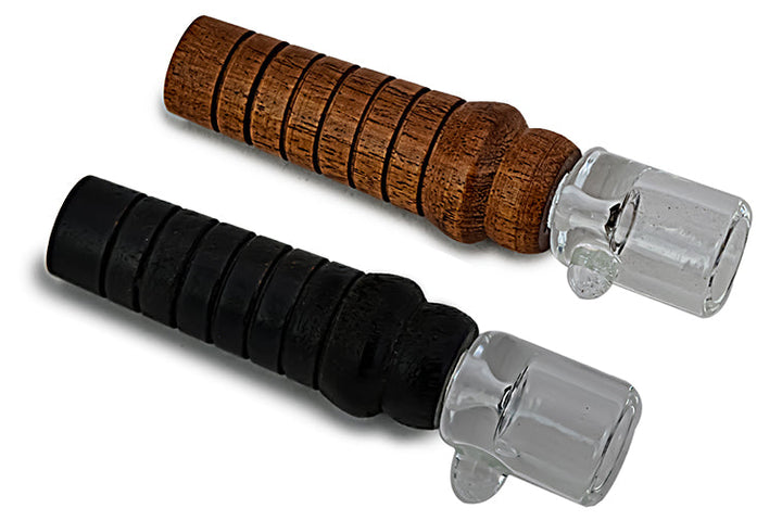 Compact Glass Chillum with Wooden Mouthpiece