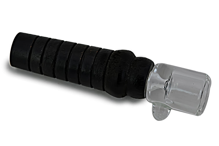 Compact Glass Chillum with Wooden Mouthpiece