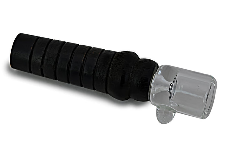 Compact Glass Chillum with Wooden Mouthpiece