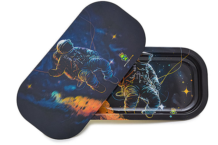 Space King Holographic Rolling Tray Kit with Grinder