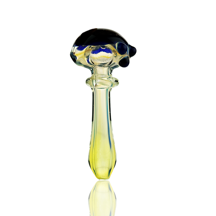 4.5 Inch Silver Fume Glass Hand Pipe with Frit Art