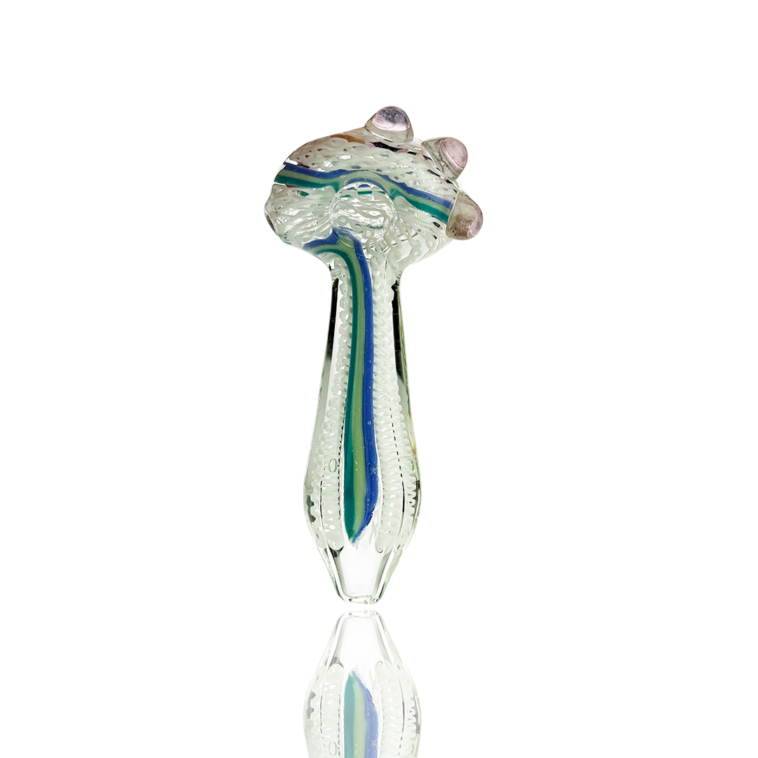 4.5 Inch Glass Hand Pipe with White Art