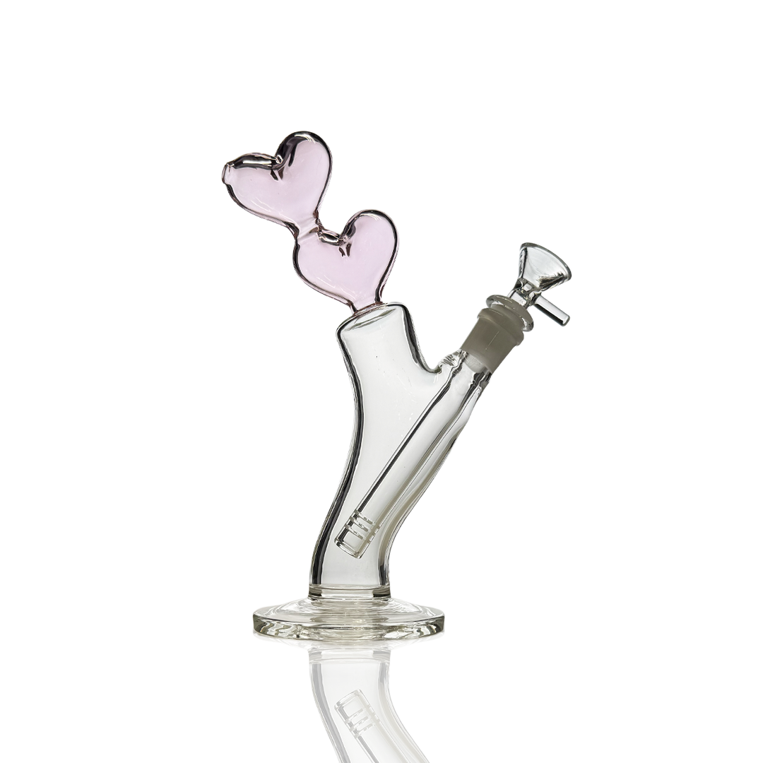 10-inch Pink Double Heart Straight Water Pipe