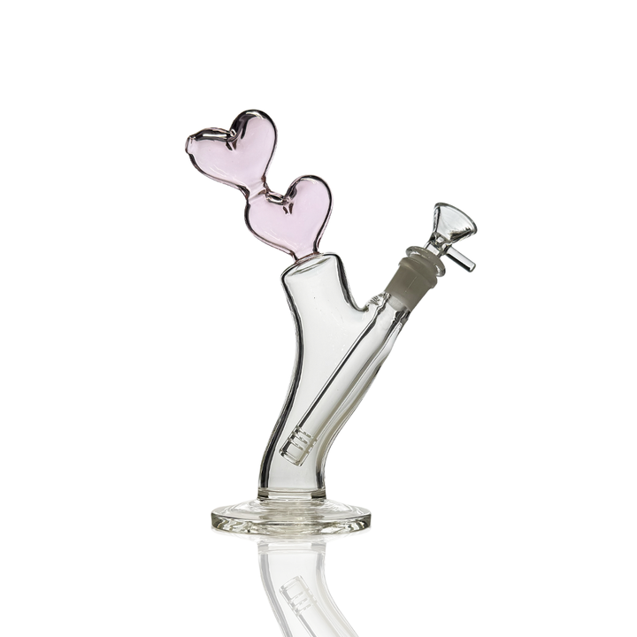 10-inch Pink Double Heart Straight Water Pipe