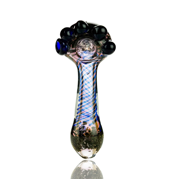 4.5" Gold Fume Glass Hand Pipe with Twisting Frit Art