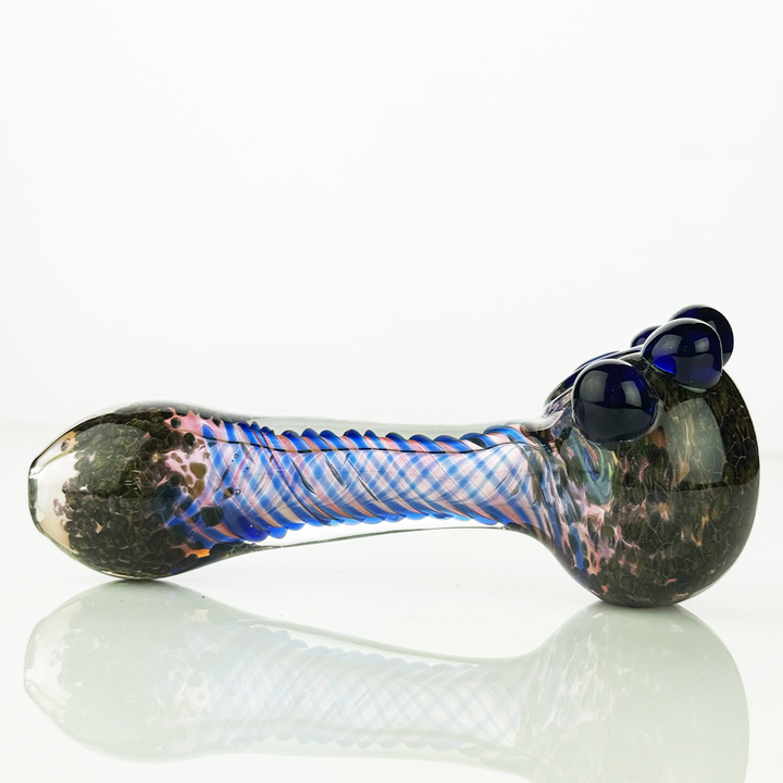 4.5" Gold Fume Glass Hand Pipe with Twisting Frit Art
