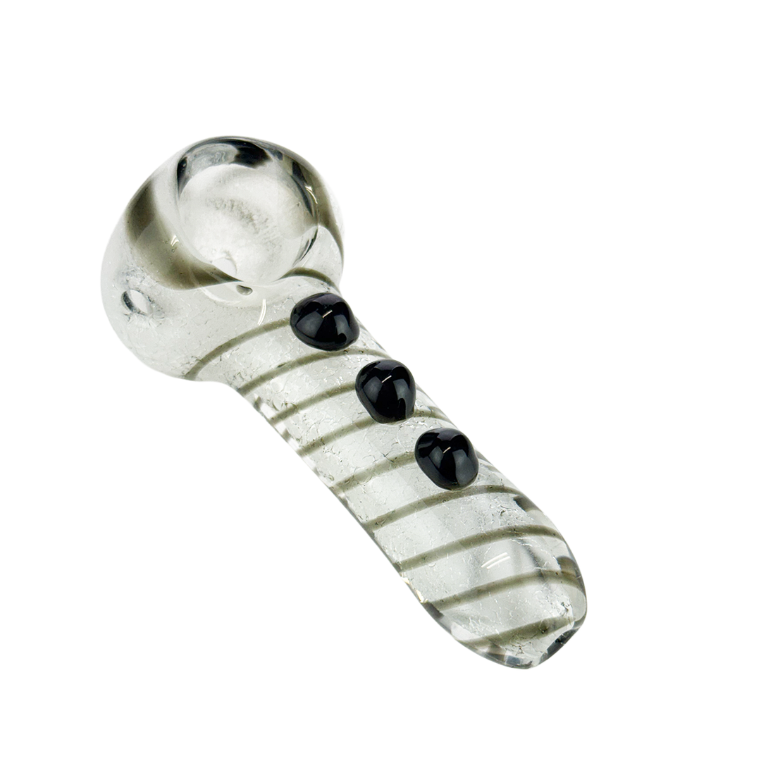 3.5 Inch White Frit Glass Pipe with Grip Buttons