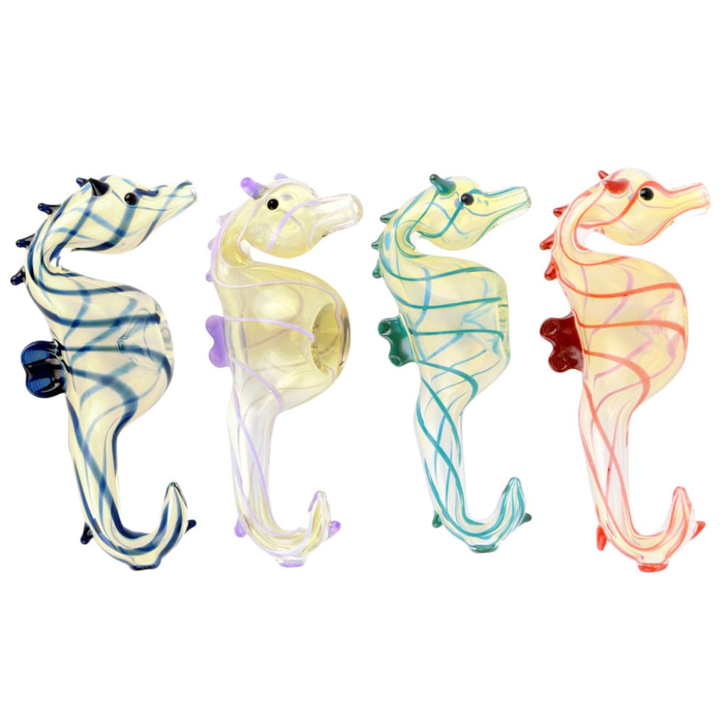 Seahorse Glass Hand Pipe - 4.75’ / Colors Vary