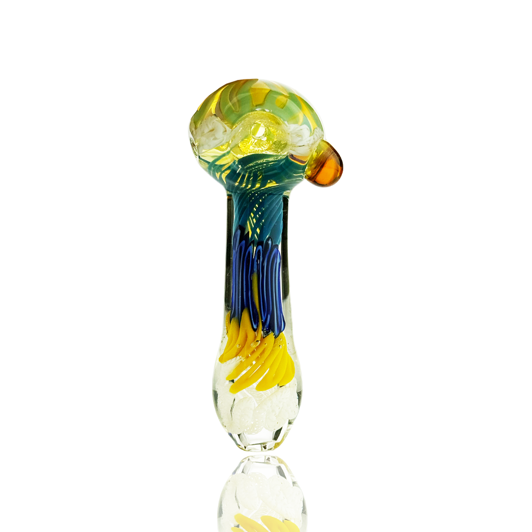 Vibrant Rasta Swirl Glass Hand Pipe 4-Inch