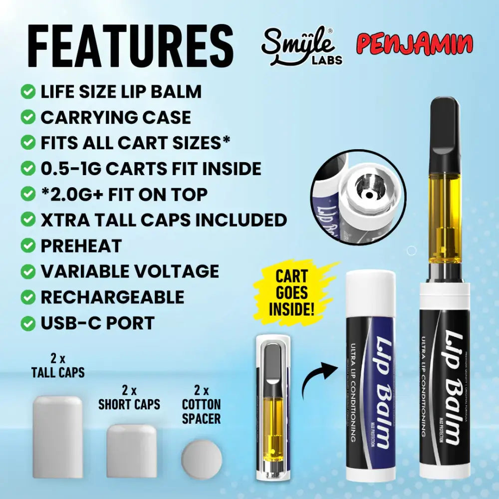 Smyle - Lip Balm 510 Cart Battery product photo – Mile High Glass Pipes