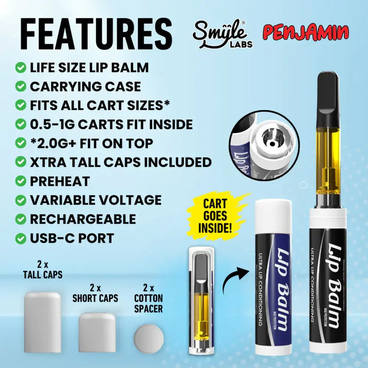 Smyle - Lip Balm 510 Cart Battery product photo – Mile High Glass Pipes