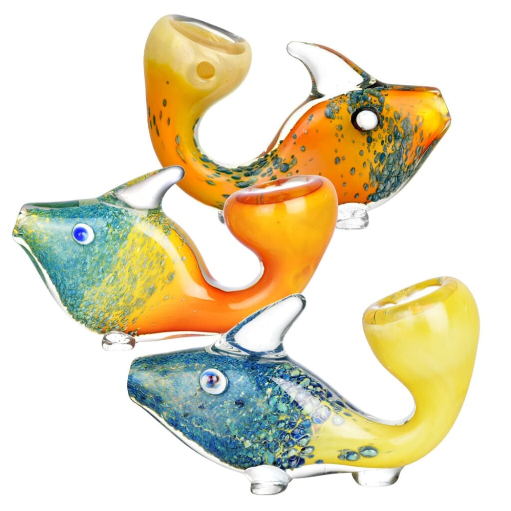 Standing Fritted Tropical Fish Hand Pipe | Colors Vary