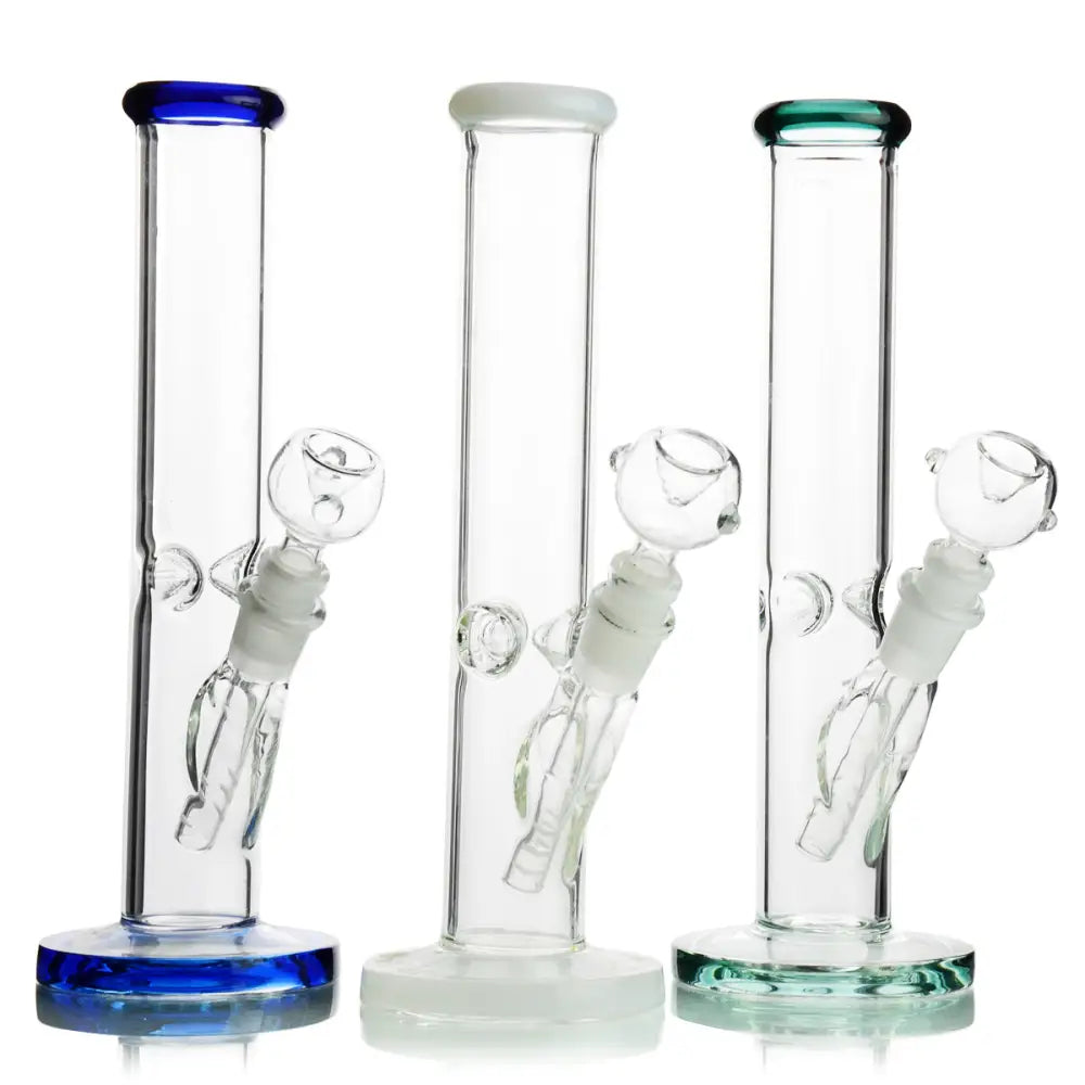 Straight Tube Water Pipe with Ice Catcher and Colored Accents – MHGP