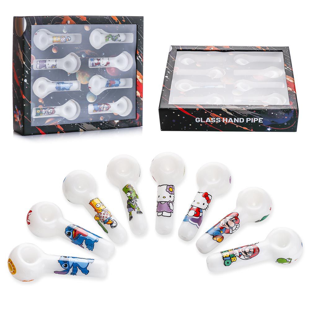 5 Inch Cartoon Sticker Glass Spoon Pipe