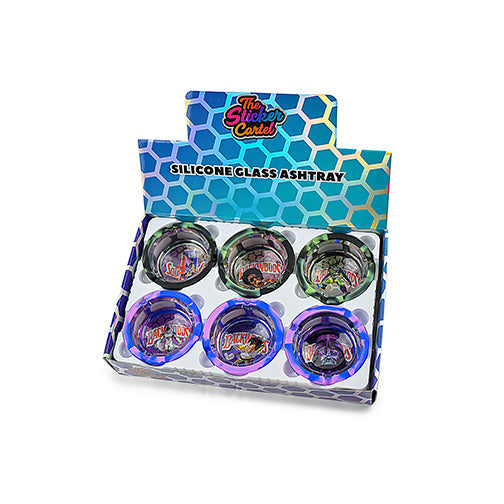 Holographic Glass Ashtray with Silicone Sleeve - 6 Pack