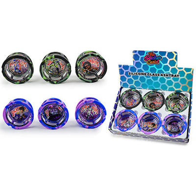 Holographic Glass Ashtray with Silicone Sleeve - 6 Pack